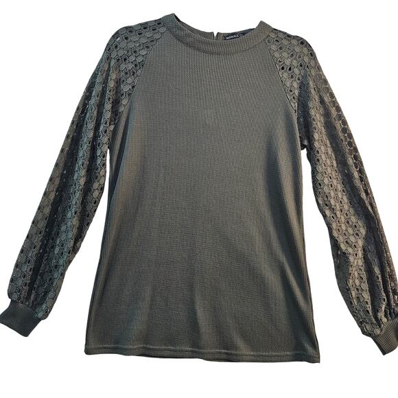 Miholl Lace Long Sleeve Knit Top Green Whimsigoth Grunge Fairy Size Small - Picture 1 of 7